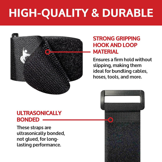 Reusable Cinch Straps 2" X 40" - 6 Pack, Multipurpose Strong Gripping, Quality Hook and Loop Securing Straps (Black)