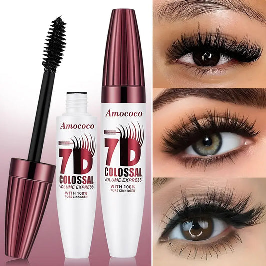7D Waterproof Volume Mascara Long Lasting Natural Curling Lashes for Professional Eye Makeup Made for Women and Girls 3Pcs*Eyelash
