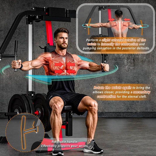 AECOJOY Ultimate Chest & Reverse Fly Master 450Lbs Adjustable Upper Body Workout Equipment for Home Gym with Premium Triple-Layer Throne and High-Density Foam Top Maquina De Ejercicio