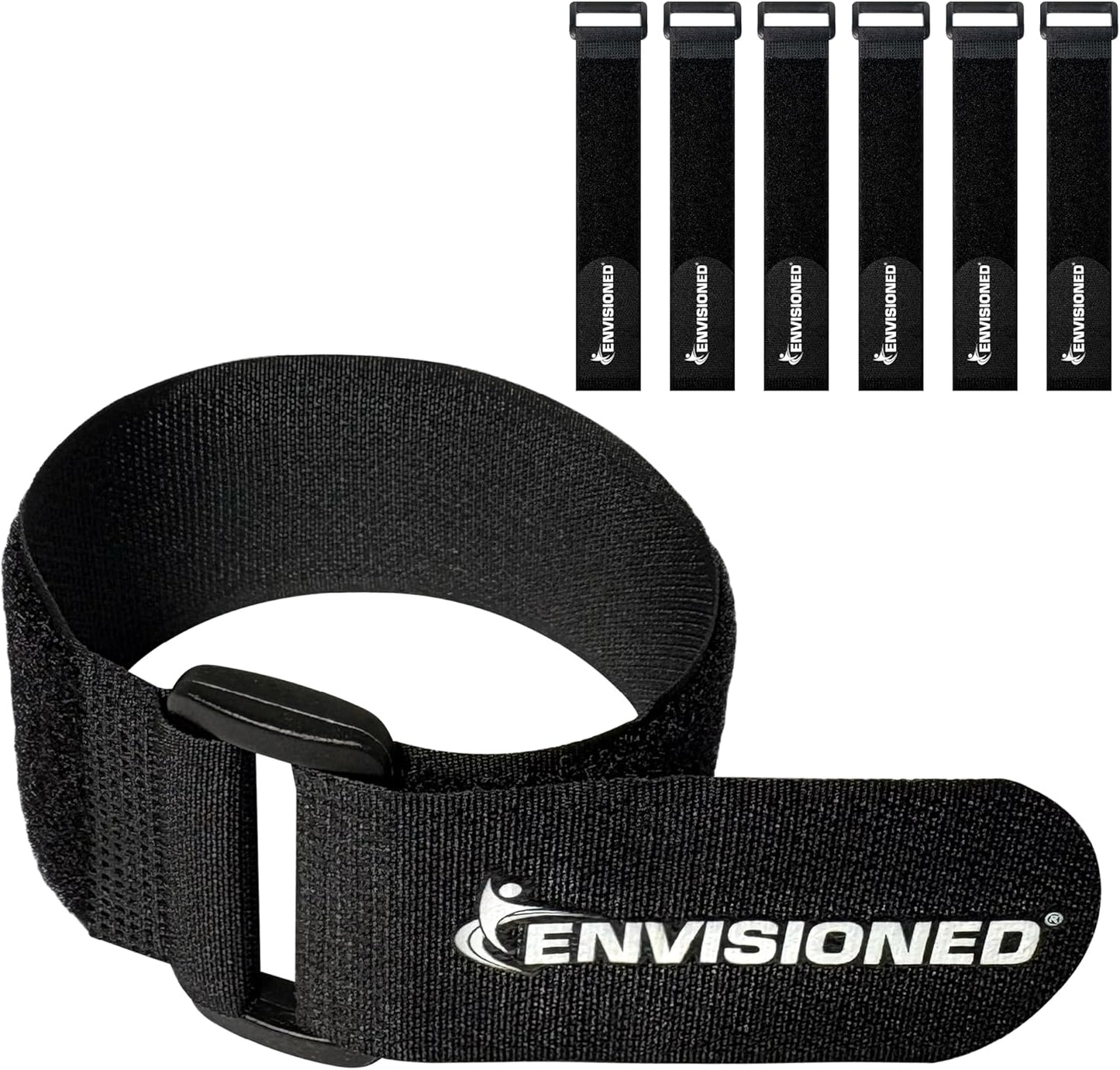 Reusable Cinch Straps 2" X 40" - 6 Pack, Multipurpose Strong Gripping, Quality Hook and Loop Securing Straps (Black)