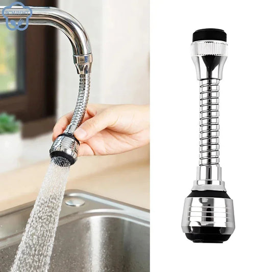 Kitchen Stainless Steel Faucet Sprinkler Water-Saving Device Lengthening Rotating Splash Proof Sprinkler Spray Extender Bubbler