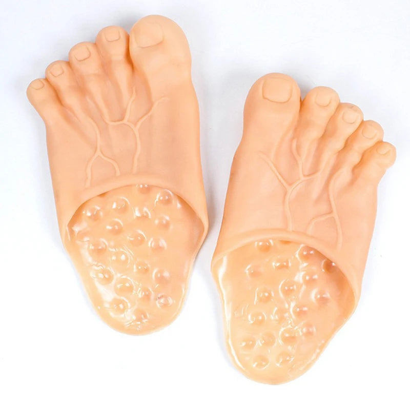 Barefoot Funny Feet Slippers Women Men Hilarious Big Foot Prank Shoes Simulat Five-Finger Toe Bigfoot Slippers Fairy Spoof Shoes