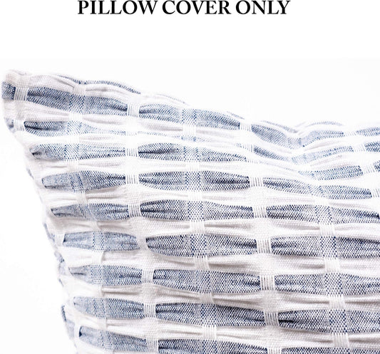Pleated Please Pillow Cover, Set of 2, 20 by 20 Inches, Navy