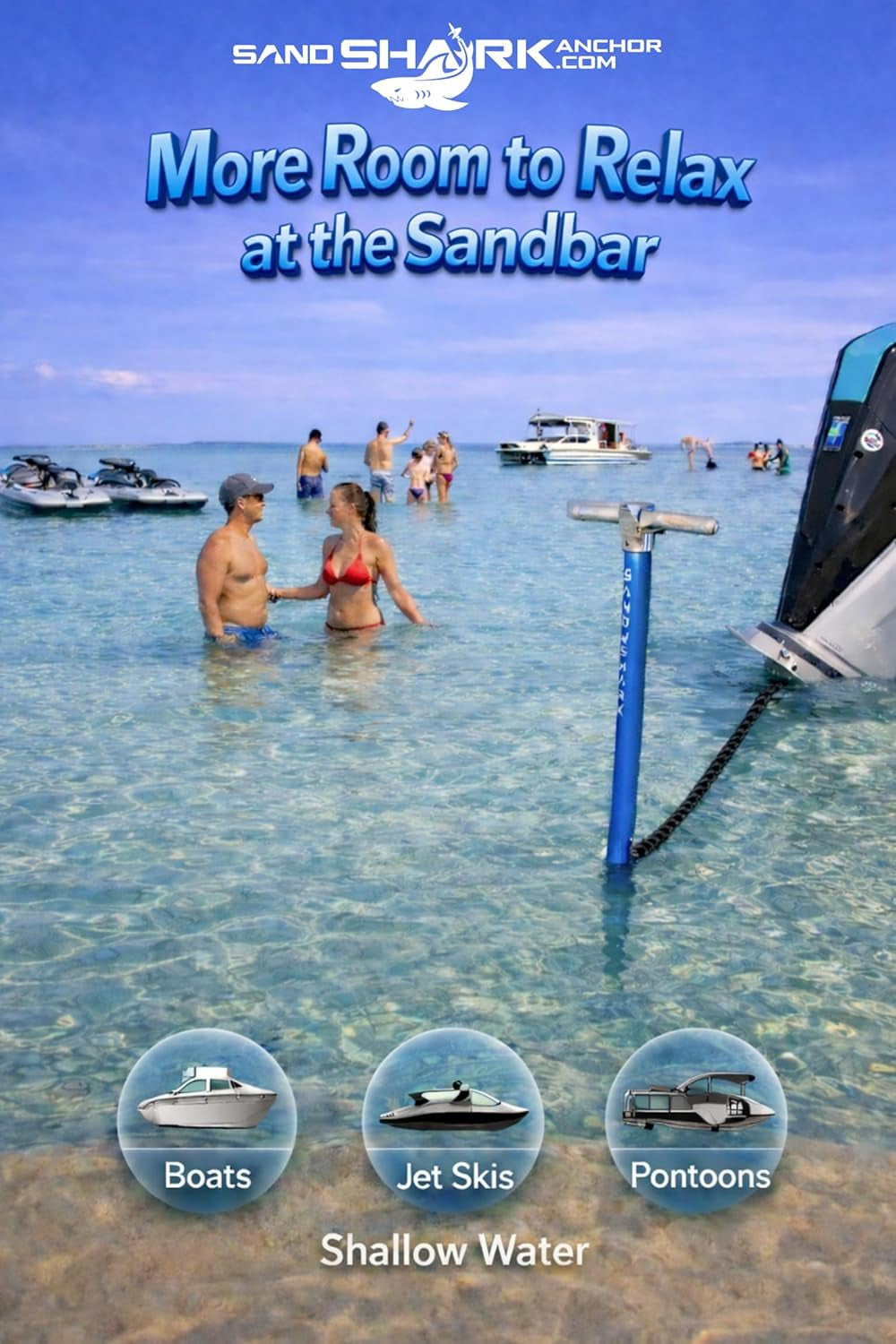 Sandshark Premium Anchor Bungee Dock Line. Boat Accessories Anchor Line Absorbs Shock to Anchors and Docks W/Stainless Steel Clip - Blue - 7-14Ft