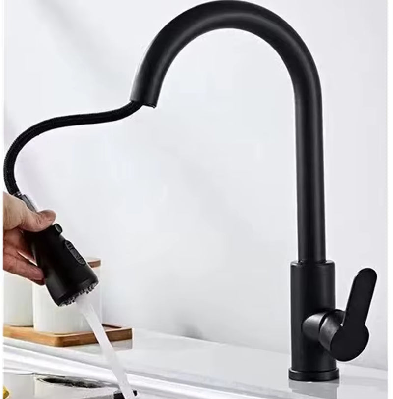 Black Kitchen Faucet Pull Out Brushed Nickle Stainless Steel Kitchen Mixed Tap Kitchen Sink Tap