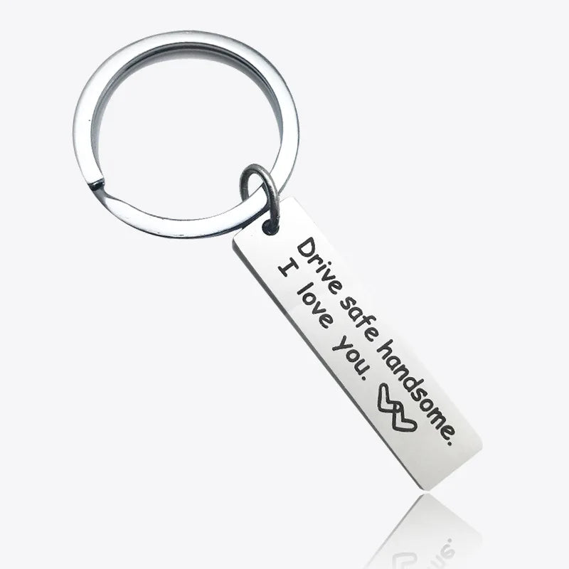 Stainless Steel Drive Safe Hand I Love You Car Motorcycle Wing Metal Fashion Popular Keychain Family Key Ring Popular Small Gift