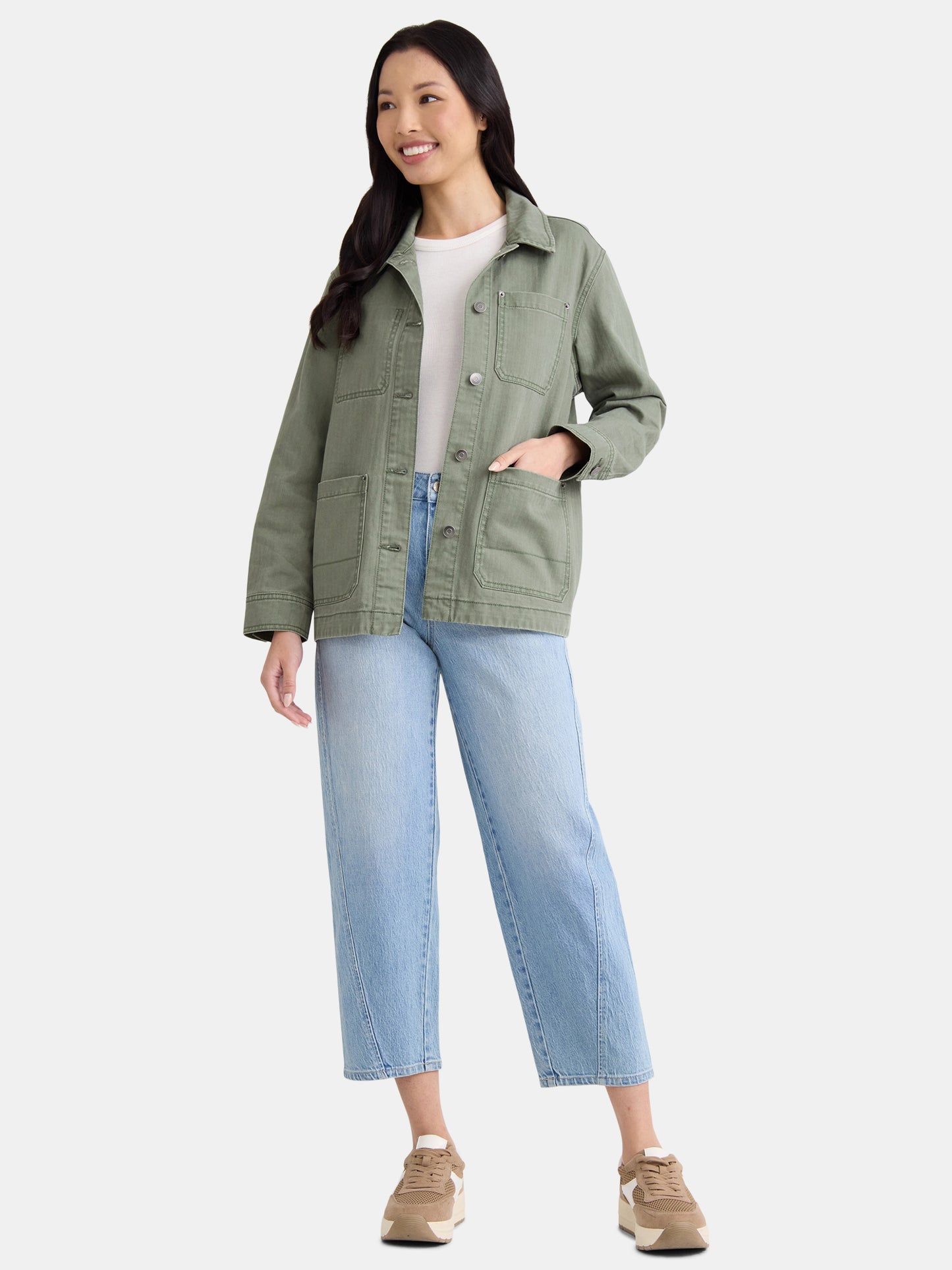 Women'S and Women’S plus Denim Utility Jacket, Sizes XS-4X