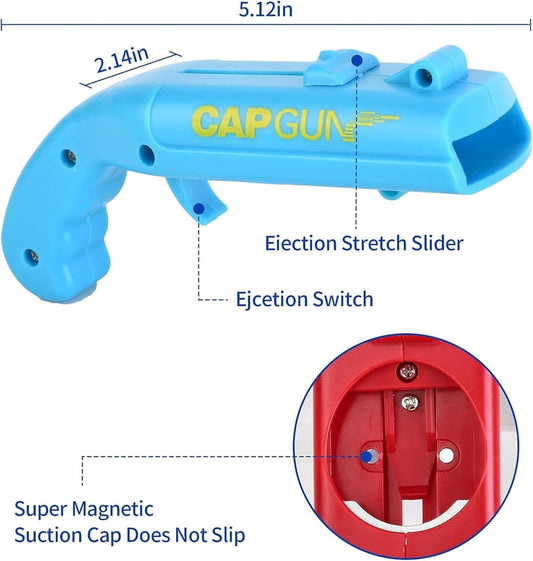 Bottle Opener with Cap Launcher – Funny Shooting Gun for Parties, BBQ, Tailgates – Unique Beer Cap Shooter Gadget for Men – Cool Gifts for Dad, Husband, Him on Birthday, Father'S Day(Red+Blue)
