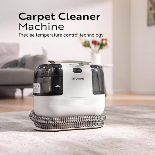 Portable Upright Corded Carpet Cleaner with 4 Detachable Brush Heads and 14Kpa Strong Suction in White
