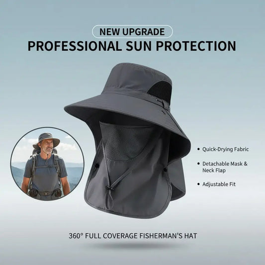 Spring/Summer Fisherman'S Hat Detachable Outdoor Fishing Face Covering Neck Protection Sun Hat
