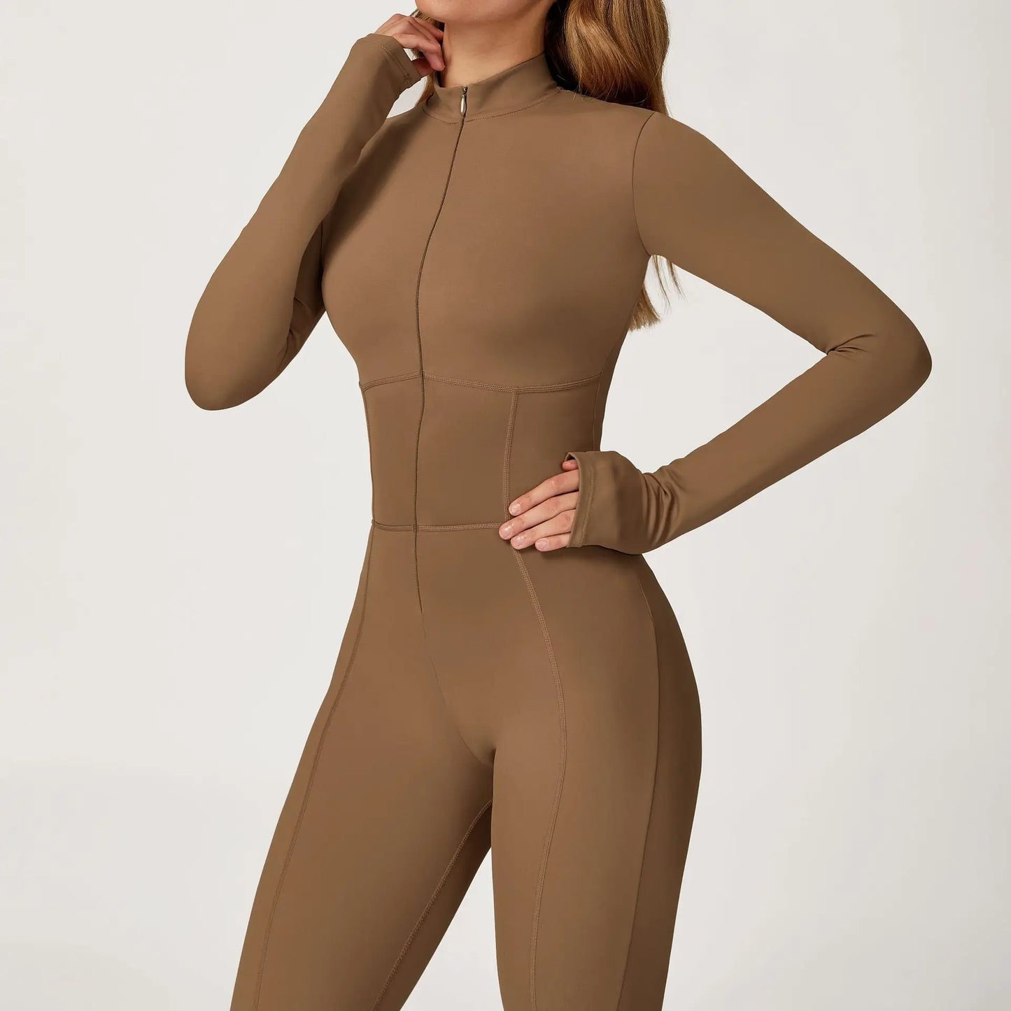 Fleece Lined One-Piece Fitness Suit for Running Yoga and Outdoor Sports Warm Tightened Romper Suitable for Autumn and Winter
