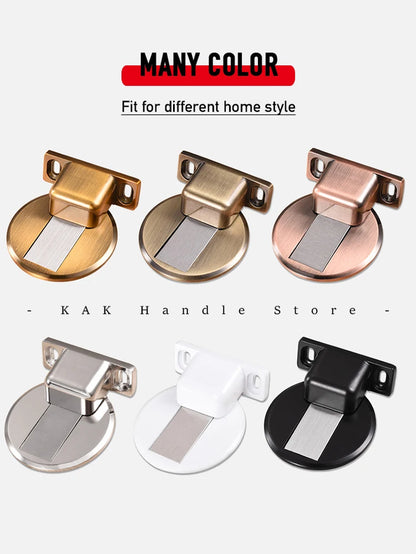 Non-Punch Magnetic Door Stopper Hidden Doorstop Door Holder Zinc Alloy Wall Protector Wind-Proof Stop Door Hardware