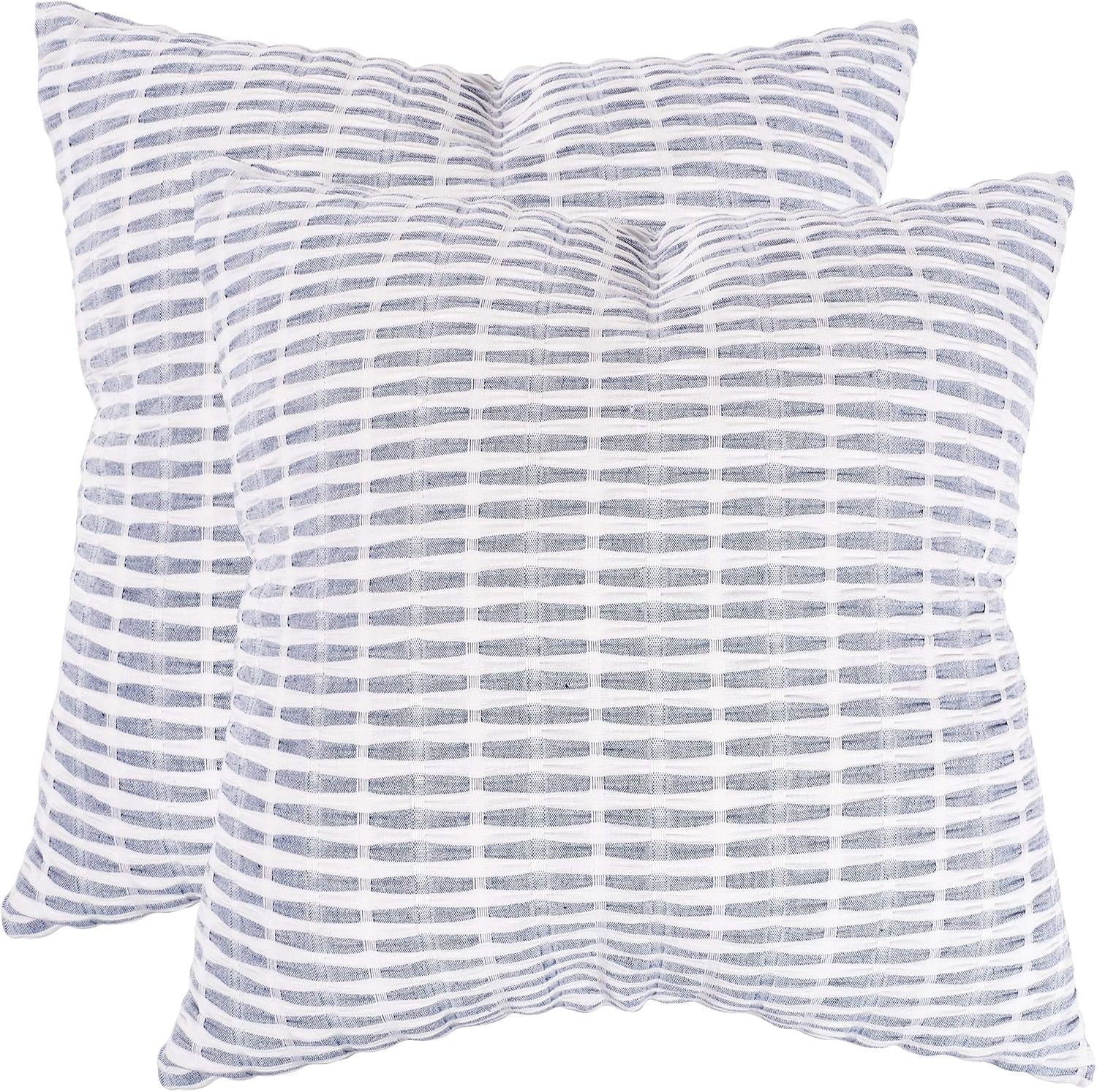 Pleated Please Pillow Cover, Set of 2, 20 by 20 Inches, Navy