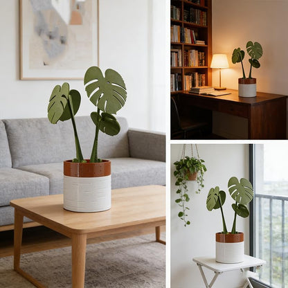 Monstera Coaster Set of 4, Magnetic Non-Slip Turtle Leaf Coasters, Waterproof Reusable Tropical Plant Coasters for Home Desk Dining Decor, Christmas Thanksgiving (Have a Basin)