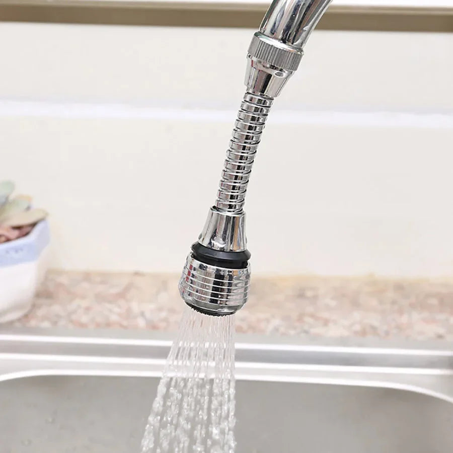 Kitchen Stainless Steel Faucet Sprinkler Water-Saving Device Lengthening Rotating Splash Proof Sprinkler Spray Extender Bubbler