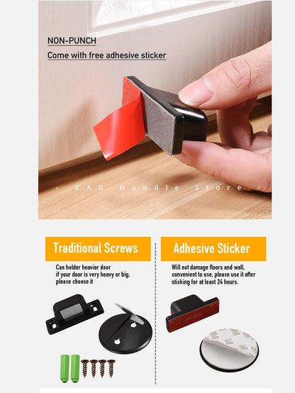 Non-Punch Magnetic Door Stopper Hidden Doorstop Door Holder Zinc Alloy Wall Protector Wind-Proof Stop Door Hardware