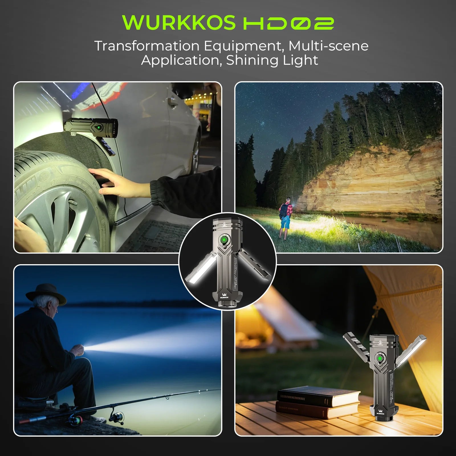 HD02 21700 LED Flashlight Mini UV 3200Lumens Rechargeable 6500K Magnetic Deformation Flashlight Portable Fishing Hunting