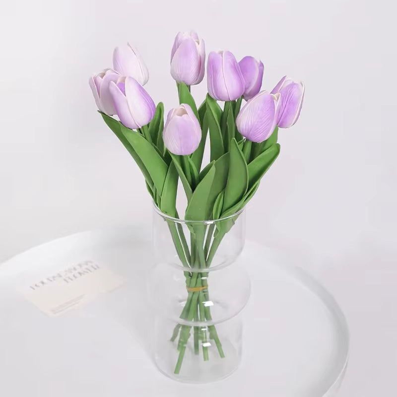 5/10/20Pcs Vibrant Multicolor 33Cm Artificial Tulip Bouquet Real Touch Faux Flowers for Home Office Weddings Easter Decorations