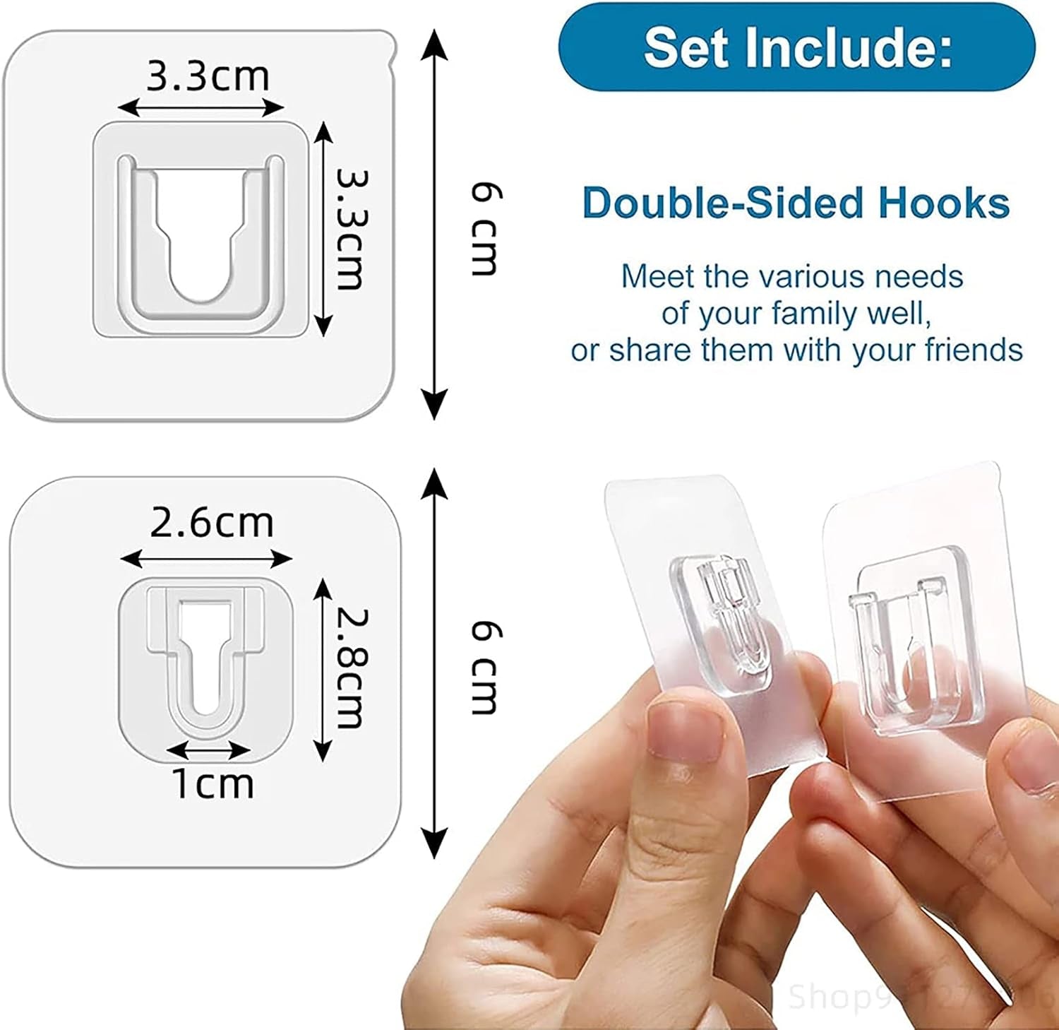 40Pcs Double Sided Adhesive Hooks Wall Hooks for Hanging,Self Adhesive Hooks for Bathroom Kitchen Office Hanging(20Set)