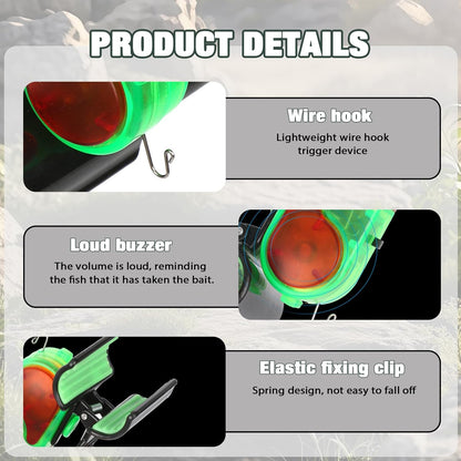 2 Pack Fishing Bite Alarm with Led Light, Bite Alarms for Fishing Poles, Sensitive Smart Electronic Fishing Bells Clip-On