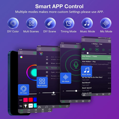 Led Lights for Bedroom 100 Ft, Ultra Long 5050 RGB Led Strip Lights, Smart Music Sync Led Lights Color Changing, Bluetooth App & Remote Control for Room Party Christmas Kitchen