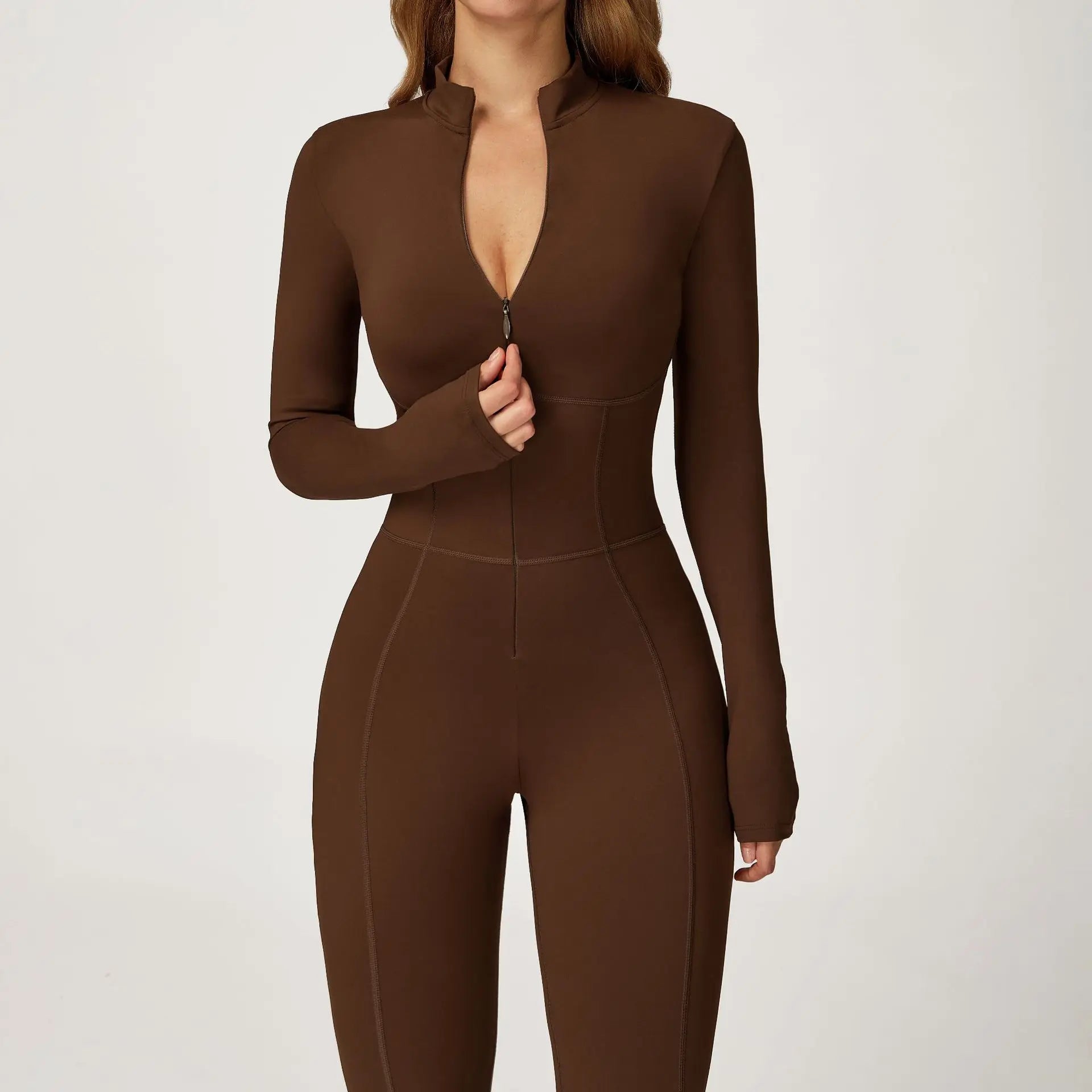 Fleece Lined One-Piece Fitness Suit for Running Yoga and Outdoor Sports Warm Tightened Romper Suitable for Autumn and Winter