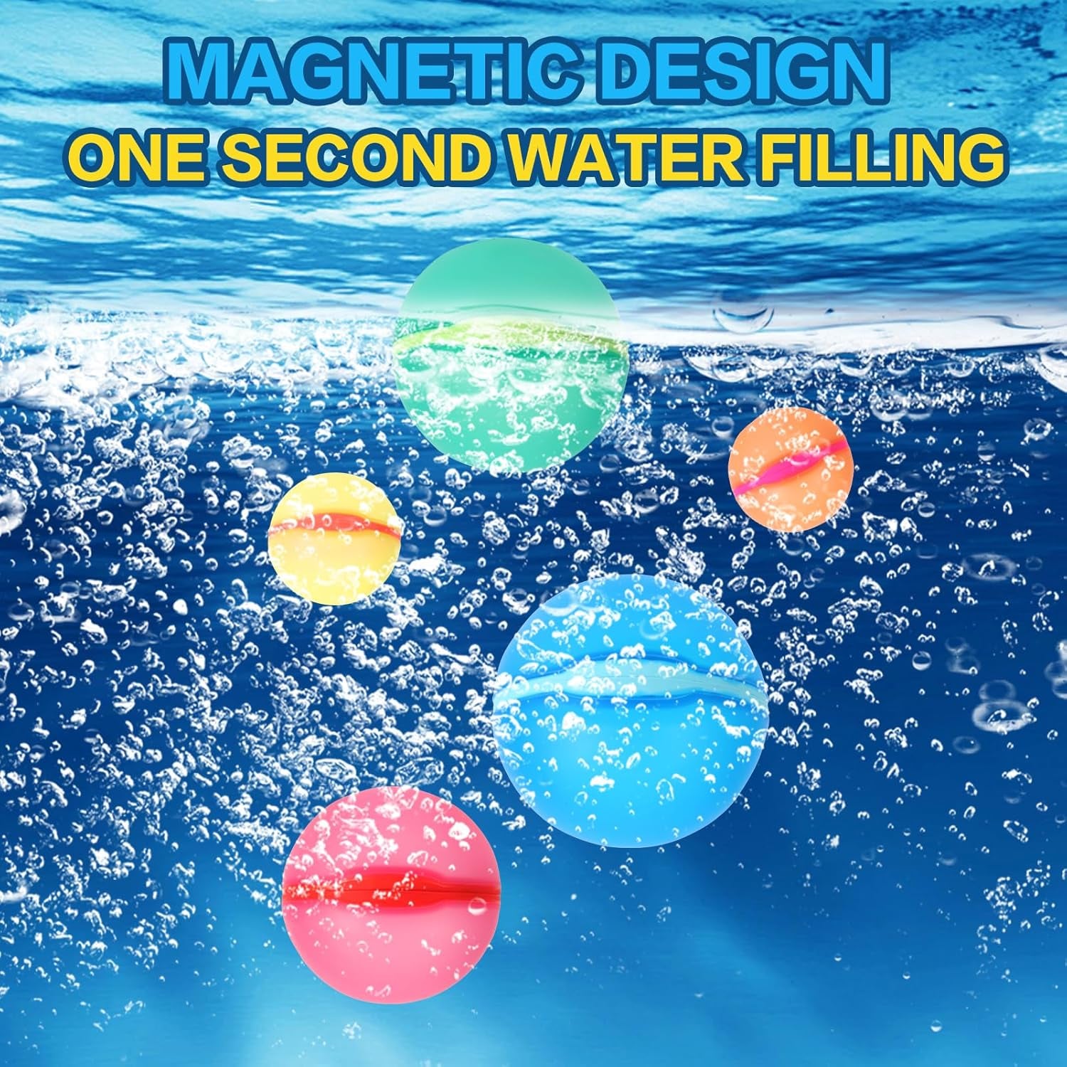 Reusable Water Balloons, 12 Pack Magnetic Refillable Water Balloons Quick Fill, Summer Fun for Kids Outdoor Pool Water Toys, Reusable Summer Outdoor Toys
