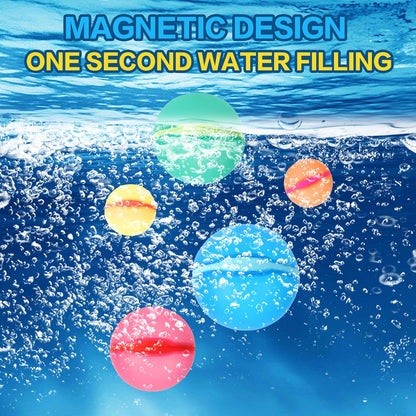 Reusable Water Balloons, 12 Pack Magnetic Refillable Water Balloons Quick Fill, Summer Fun for Kids Outdoor Pool Water Toys, Reusable Summer Outdoor Toys