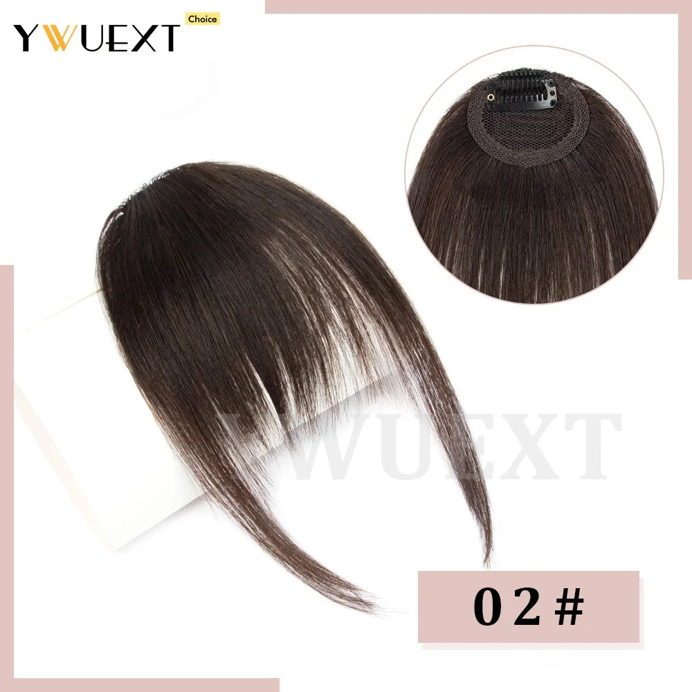 Clip in Human Hair Bangs Straight Hair Piece Machine Remy French Bangs for Women Easy to Wear and Remove Hairpiece Thin Hair