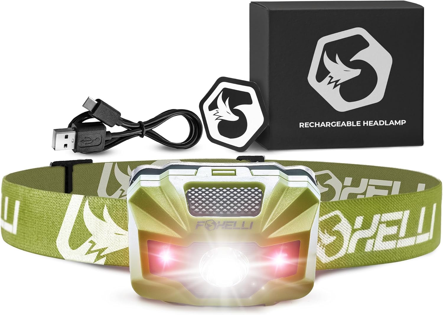 USB‑C Rechargeable LED Headlamp – Ultra‑Light 2.4 Oz & Bright 180 Lumens – Red/White Light, 5 Modes, IPX5 Waterproof, 40 H Runtime for Trail Running, Camping, Hiking