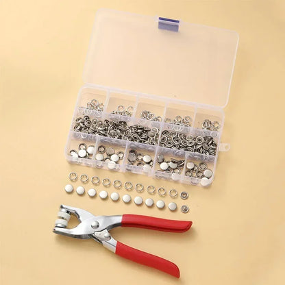 50/100Pcs Colorful Metal Sewing Buttons Solid Plier Tool Set Prong Press Studs Snap Fasteners for Installing Clothes Bags