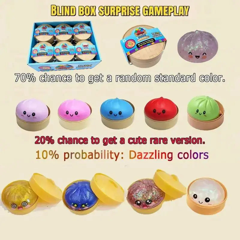The Galaxy Expressive Big Dumpling Squishy - Blind Box, Mysecret Bun Fidget Toy, Soft TPR Material, Stress Relief, Unboxing Surprise,Rare Squishy Random Style per Pack.Perfect for Graduation,Easter Gifts, Suitable for Children to Exchange Gifts