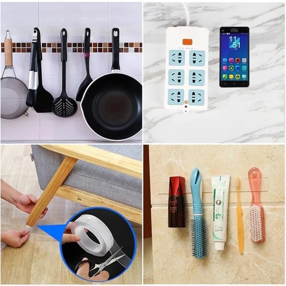 5M Double Contact Nano Tape Powerful Extra Strong Sided Adhesive for Kitchen and Bathroom Waterproof and Cleanable Tool