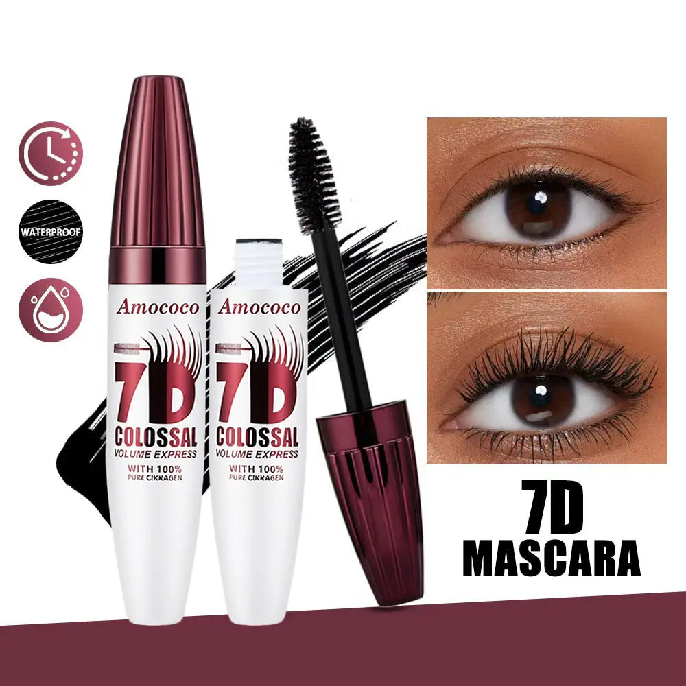 7D Waterproof Volume Mascara Long Lasting Natural Curling Lashes for Professional Eye Makeup Made for Women and Girls 3Pcs*Eyelash