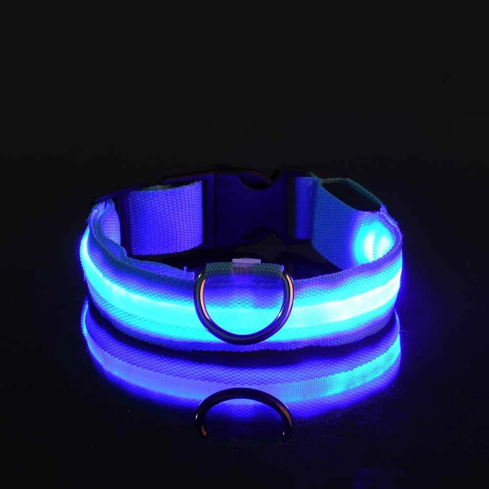 Illuminate Your Dog's Walks with the Nylon LED Night Safety Flashing Glow in the Dark Leash and Collar