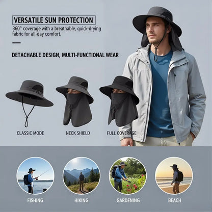 Spring/Summer Fisherman'S Hat Detachable Outdoor Fishing Face Covering Neck Protection Sun Hat