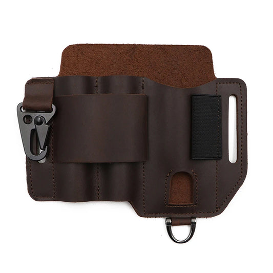 Genuine Leather Outdoor Tactical Waist Pack Multi-Functional EDC Tool Storage Bag Hanging Field Tactical Tool Pouch for Sports C