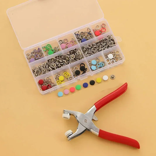 50/100Pcs Colorful Metal Sewing Buttons Solid Plier Tool Set Prong Press Studs Snap Fasteners for Installing Clothes Bags