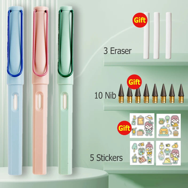 HB Eternal Pencil Set Mechanical Pencil Super Cheap No Need to Sharpen Easy to Wipe DIY Kawaii Korean Stationery School Supplies
