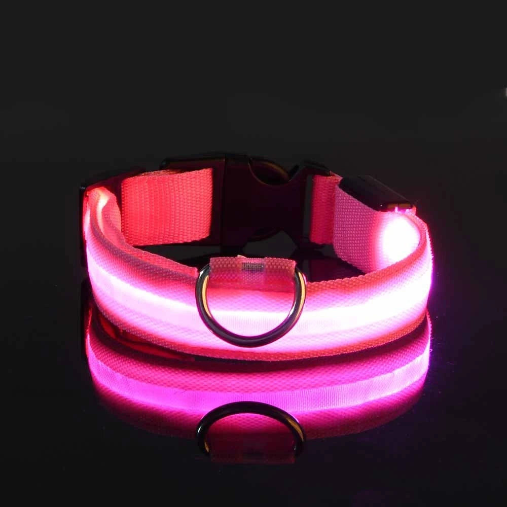 Illuminate Your Dog's Walks with the Nylon LED Night Safety Flashing Glow in the Dark Leash and Collar