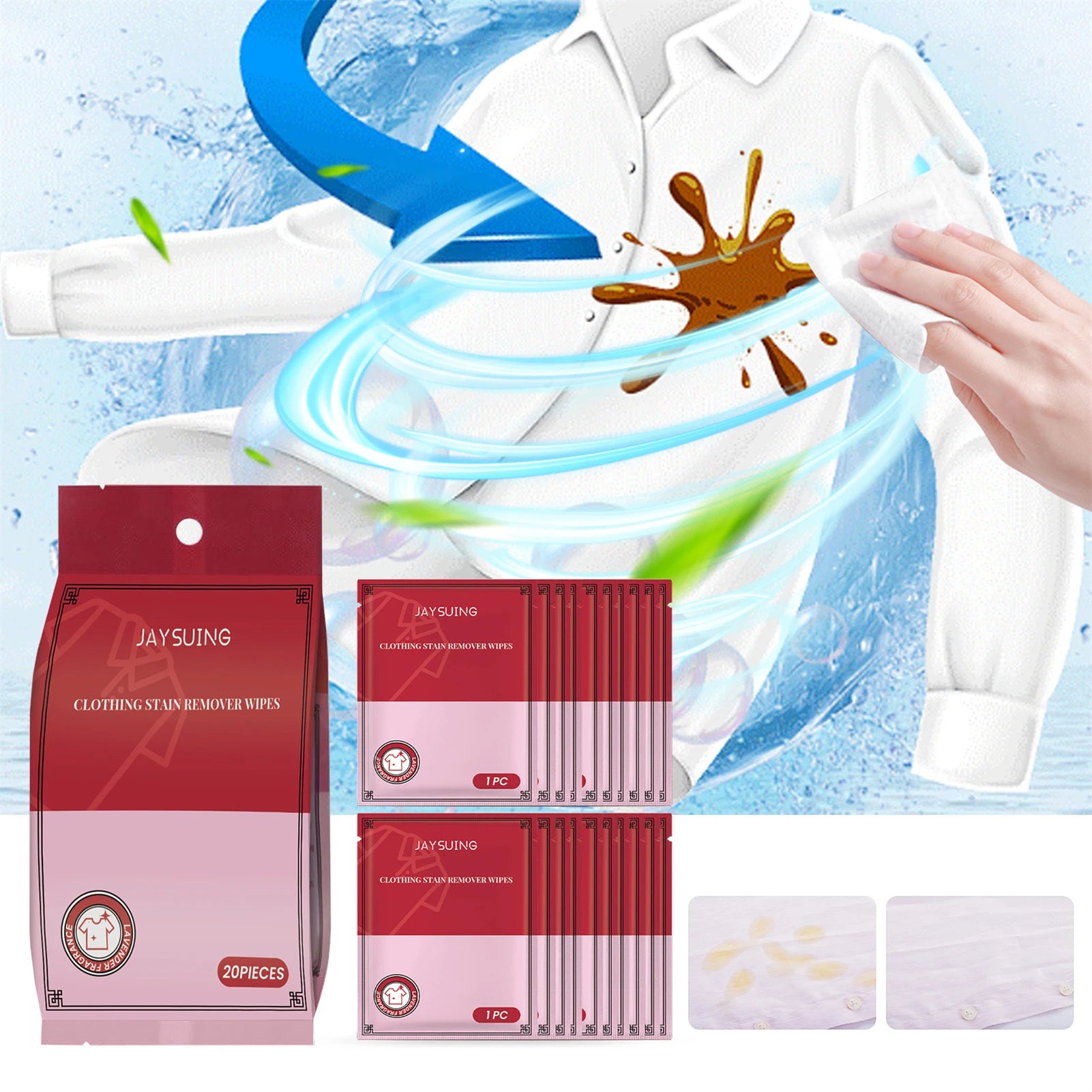 20/40/100/200Pcs Clothing Wipes Jacket Shirt Blouse Color Protection Stain Removal Wet Wipes Multifunction Clothes Cleaner