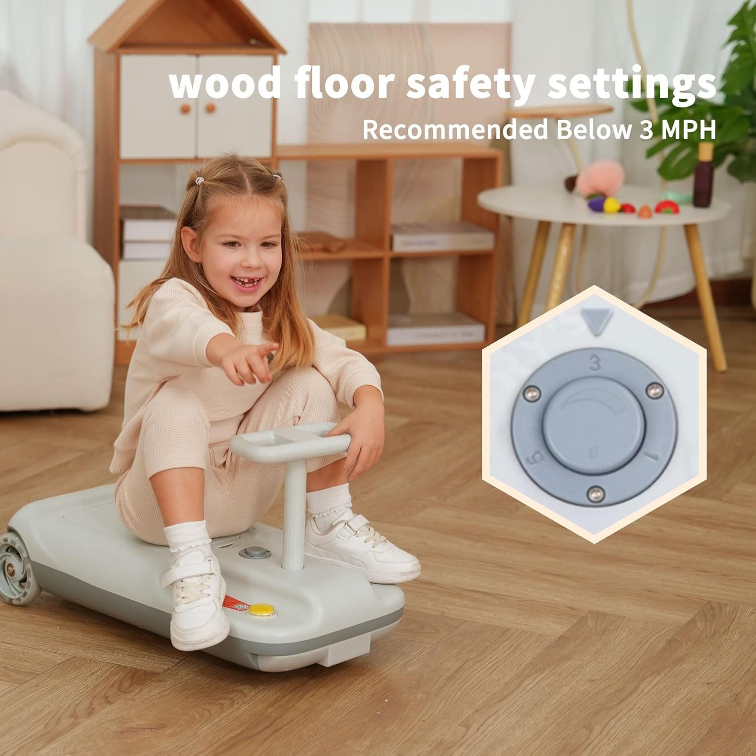 12V Ride-On Car with Cleaning Fun, 3 in 1 Gokart, Soft-Start, 5-Speed Adjustable, Detachable Mop, Rechargeable Battery, 160Lbs Capacity, Indoor & Outdoor for Kids Ages 3+ Gray