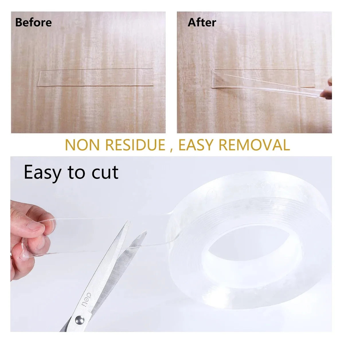 5M Double Contact Nano Tape Powerful Extra Strong Sided Adhesive for Kitchen and Bathroom Waterproof and Cleanable Tool