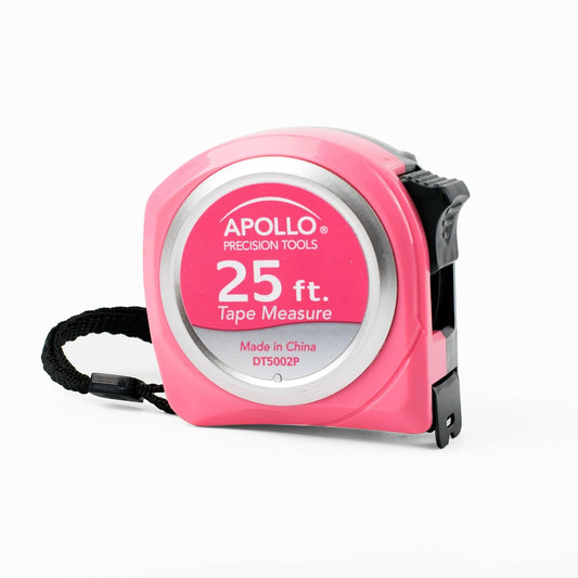 Tools Measuring Tape, 25 Foot Tape Measure with Retractable Blade, Fraction Markings, 1 Inch Nylon Blade, 8 Foot Standout, Lock Button and Belt Clip - Pink Ribbon - Pink - DT5002P