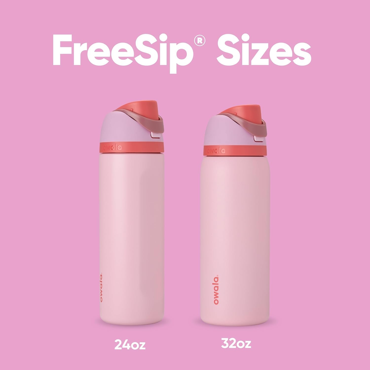 Freesip Insulated Stainless Steel Water Bottle with Straw for Sports and Travel, Bpa-Free Sports Water Bottle, 32 Oz, Pink, Angel Food Cake
