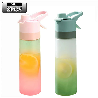 1-4PCS Large Capacity Spray Water Bottle with Straw Gradient Frosted Portable Outdoor Sports Travel Mist Sprayer Reusable Cup