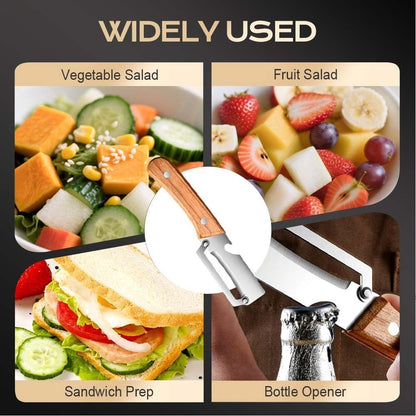 Multi Functional Vegetable Peeler, Kitchen Multi-Function Stainless Steel Thickened Truit Peeler Knife with Wooden Handle, Kitchen Tool for Potato, Carrot, Pumpkin, Papaya, Pineapple, Sugar Cane