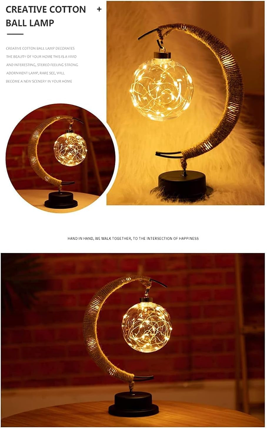 Moon Lamp, LED Night Light for Bedroom, Crescent Moon Shape with USB Powered, Tabletop Ambient Light for Home Decor, Nursery, Kids Room | Romantic Gift, Birthday, Christmas Decoration
