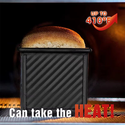 Pullman Loaf Pan with Lid 1 Lb Non-Stick Bread Pan Carbon Steel Rectangle Corrugated Toast Box Mold Cake Mold JT157