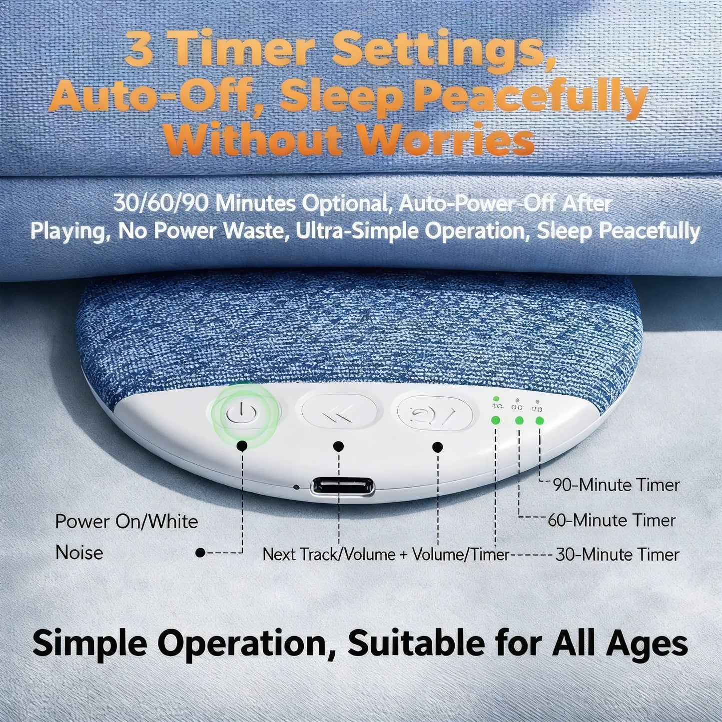 Pillow Speaker Bluetooth Wireless Ultra-Thin Bone Conduction Sleep Aid with White Noise Timer Portable Speaker for Side Sleepers Private Audio No Disturb Partner Smartphone